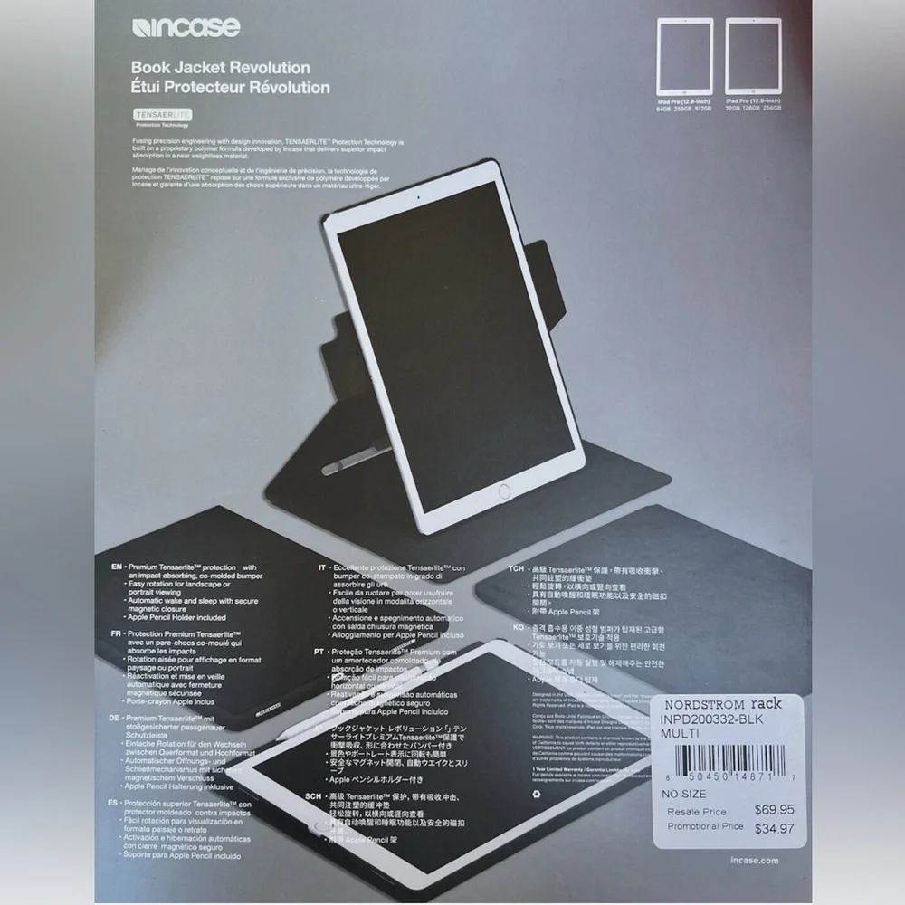 NWT INCASE BOOK JACKET REVOLUTION FOR iPAD PRO (12.9-inch) COLOR BLACK